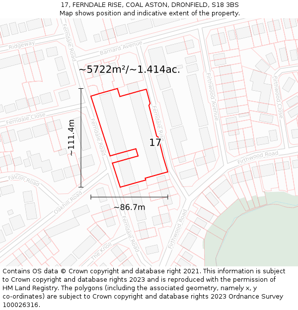 17, FERNDALE RISE, COAL ASTON, DRONFIELD, S18 3BS: Plot and title map
