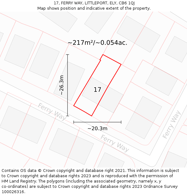17, FERRY WAY, LITTLEPORT, ELY, CB6 1QJ: Plot and title map