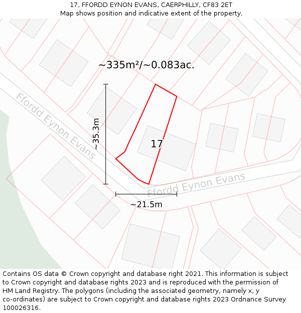 17, FFORDD EYNON EVANS, CAERPHILLY, CF83 2ET: Plot and title map