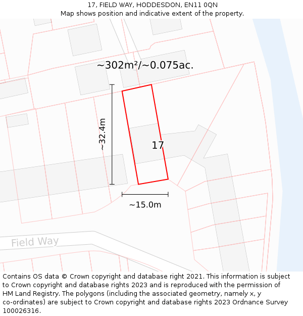 17, FIELD WAY, HODDESDON, EN11 0QN: Plot and title map