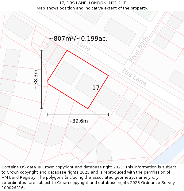 17, FIRS LANE, LONDON, N21 2HT: Plot and title map