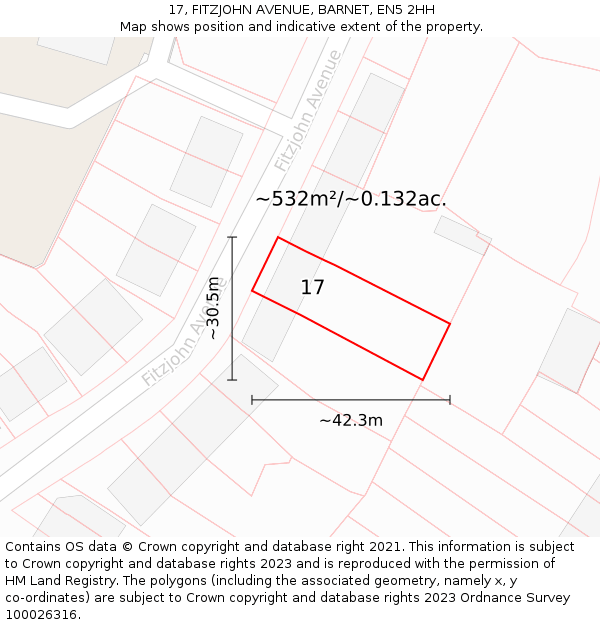 17, FITZJOHN AVENUE, BARNET, EN5 2HH: Plot and title map