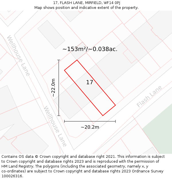 17, FLASH LANE, MIRFIELD, WF14 0PJ: Plot and title map