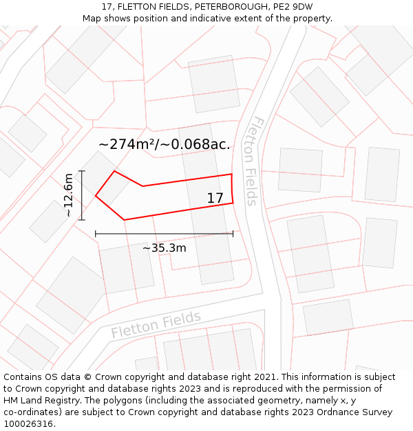 17, FLETTON FIELDS, PETERBOROUGH, PE2 9DW: Plot and title map