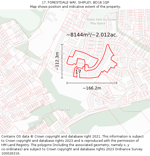 17, FORESTDALE WAY, SHIPLEY, BD18 1QP: Plot and title map