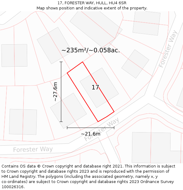 17, FORESTER WAY, HULL, HU4 6SR: Plot and title map