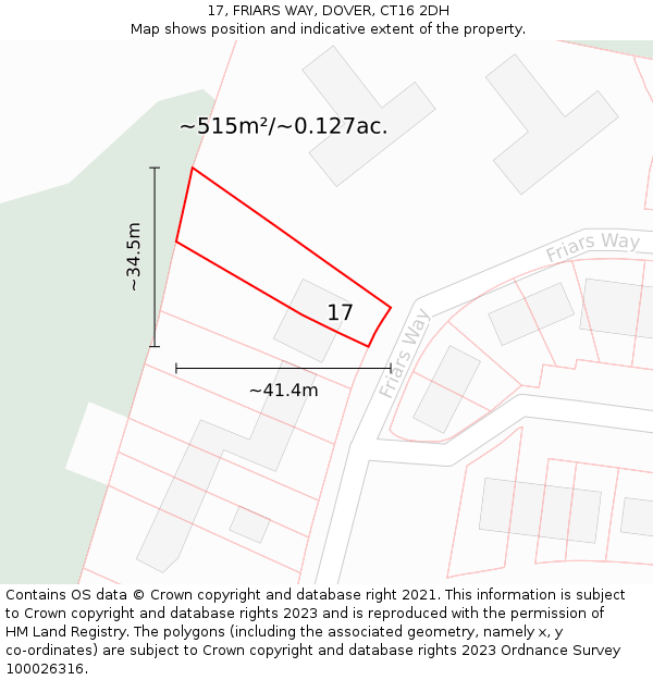 17, FRIARS WAY, DOVER, CT16 2DH: Plot and title map