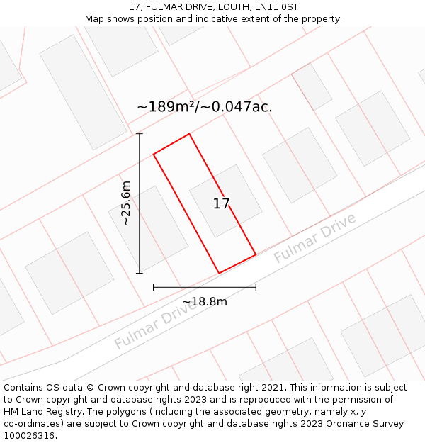 17, FULMAR DRIVE, LOUTH, LN11 0ST: Plot and title map