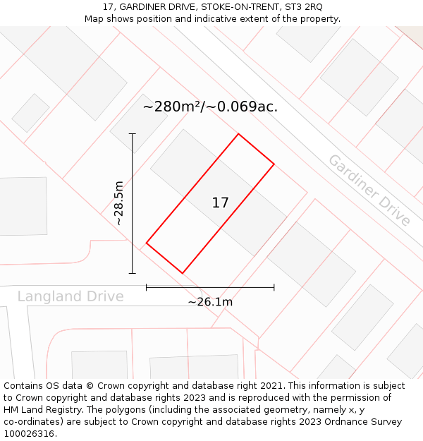 17, GARDINER DRIVE, STOKE-ON-TRENT, ST3 2RQ: Plot and title map