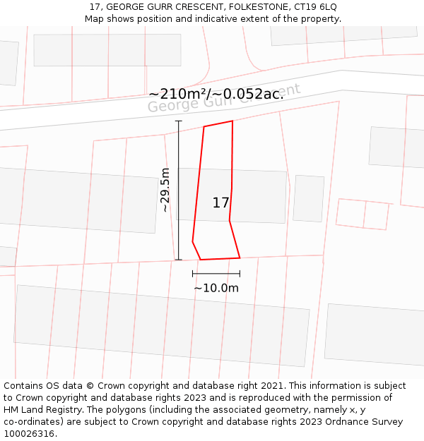 17, GEORGE GURR CRESCENT, FOLKESTONE, CT19 6LQ: Plot and title map
