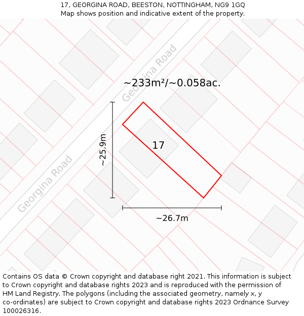 17, GEORGINA ROAD, BEESTON, NOTTINGHAM, NG9 1GQ: Plot and title map