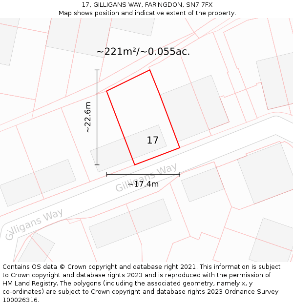 17, GILLIGANS WAY, FARINGDON, SN7 7FX: Plot and title map