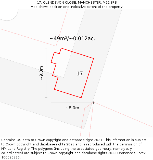 17, GLENDEVON CLOSE, MANCHESTER, M22 8FB: Plot and title map