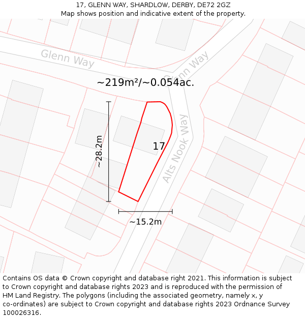 17, GLENN WAY, SHARDLOW, DERBY, DE72 2GZ: Plot and title map