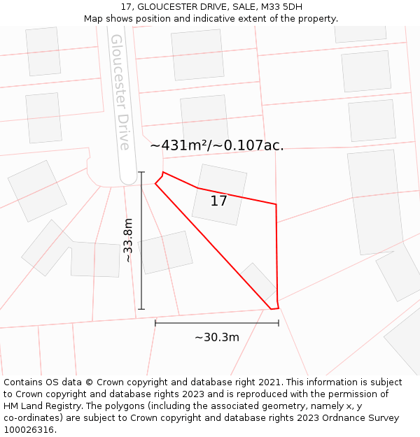 17, GLOUCESTER DRIVE, SALE, M33 5DH: Plot and title map