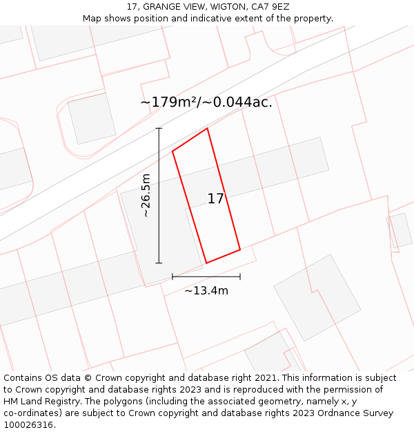 17, GRANGE VIEW, WIGTON, CA7 9EZ: Plot and title map