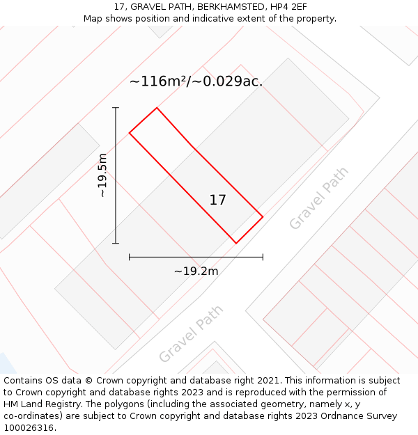 17, GRAVEL PATH, BERKHAMSTED, HP4 2EF: Plot and title map