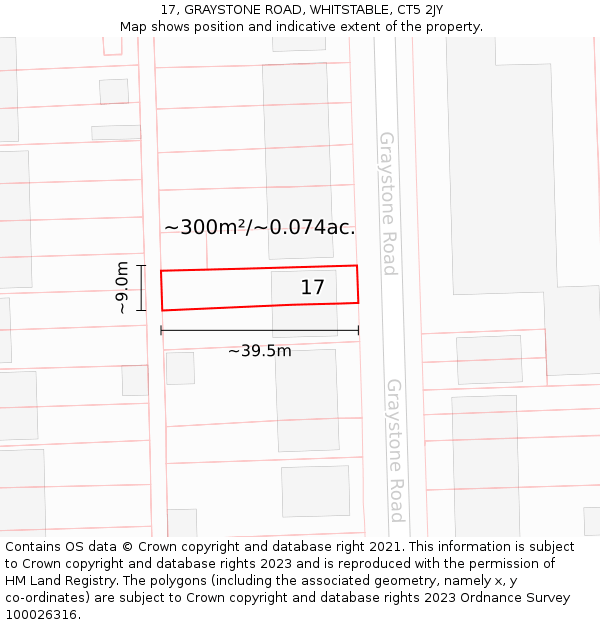 17, GRAYSTONE ROAD, WHITSTABLE, CT5 2JY: Plot and title map