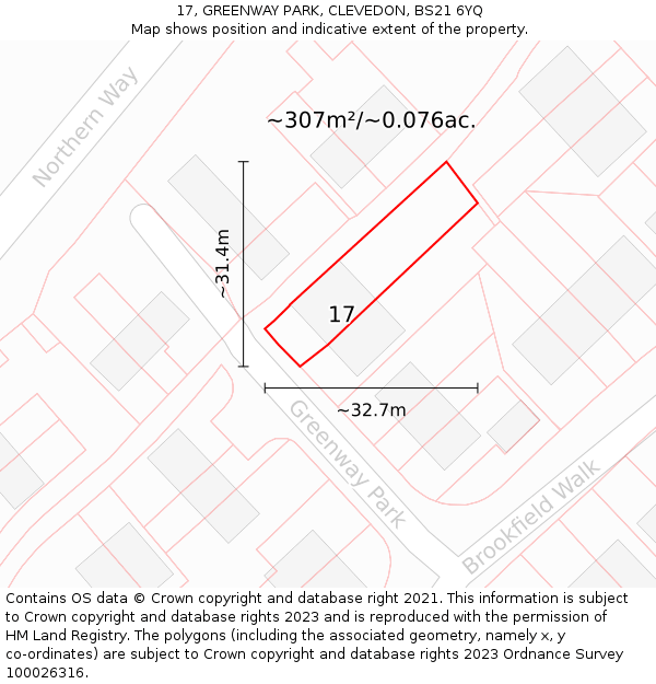 17, GREENWAY PARK, CLEVEDON, BS21 6YQ: Plot and title map
