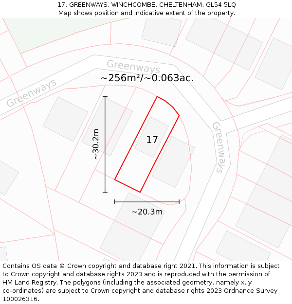 17, GREENWAYS, WINCHCOMBE, CHELTENHAM, GL54 5LQ: Plot and title map