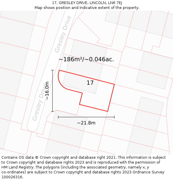 17, GRESLEY DRIVE, LINCOLN, LN6 7EJ: Plot and title map