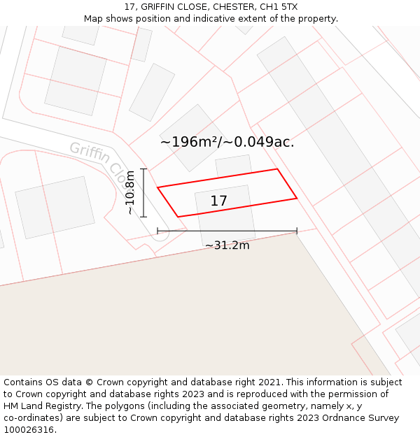 17, GRIFFIN CLOSE, CHESTER, CH1 5TX: Plot and title map