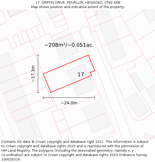 17, GRIFFIN DRIVE, PENALLTA, HENGOED, CF82 6AB: Plot and title map