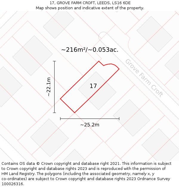 17, GROVE FARM CROFT, LEEDS, LS16 6DE: Plot and title map