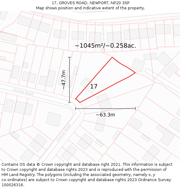 17, GROVES ROAD, NEWPORT, NP20 3SP: Plot and title map