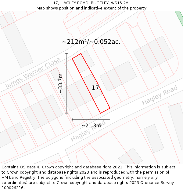 17, HAGLEY ROAD, RUGELEY, WS15 2AL: Plot and title map