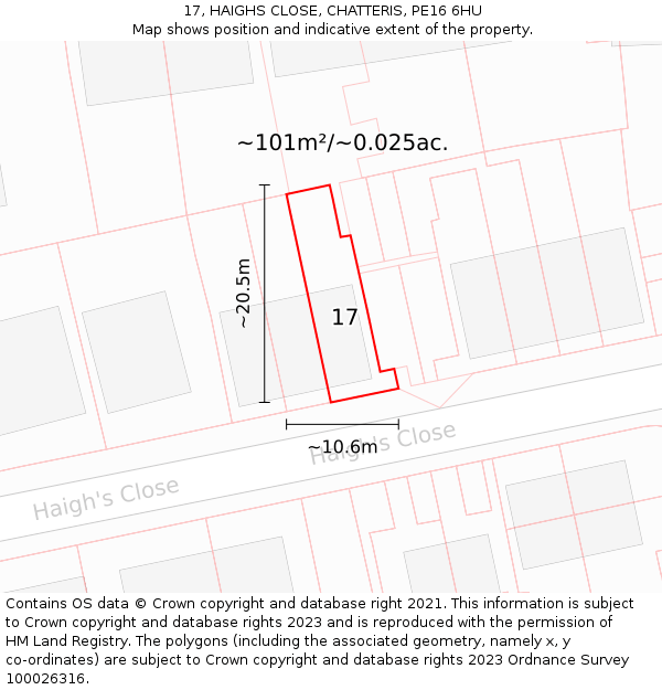 17, HAIGHS CLOSE, CHATTERIS, PE16 6HU: Plot and title map