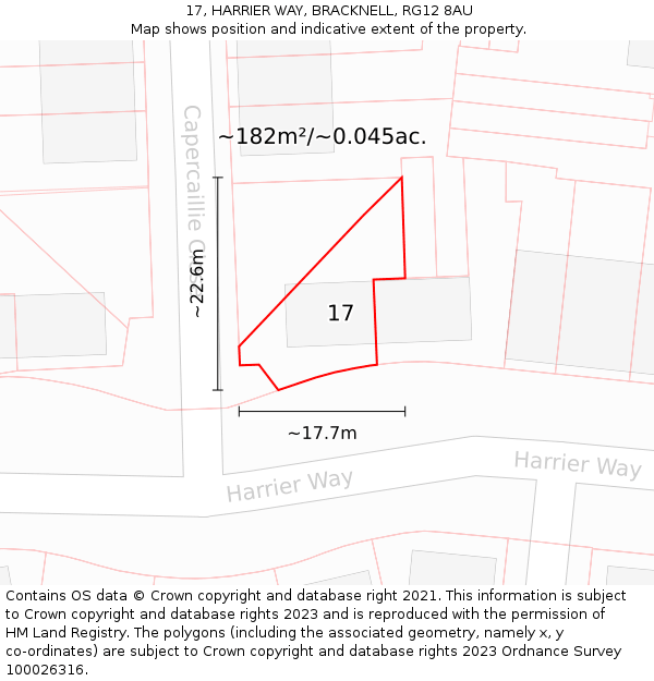 17, HARRIER WAY, BRACKNELL, RG12 8AU: Plot and title map