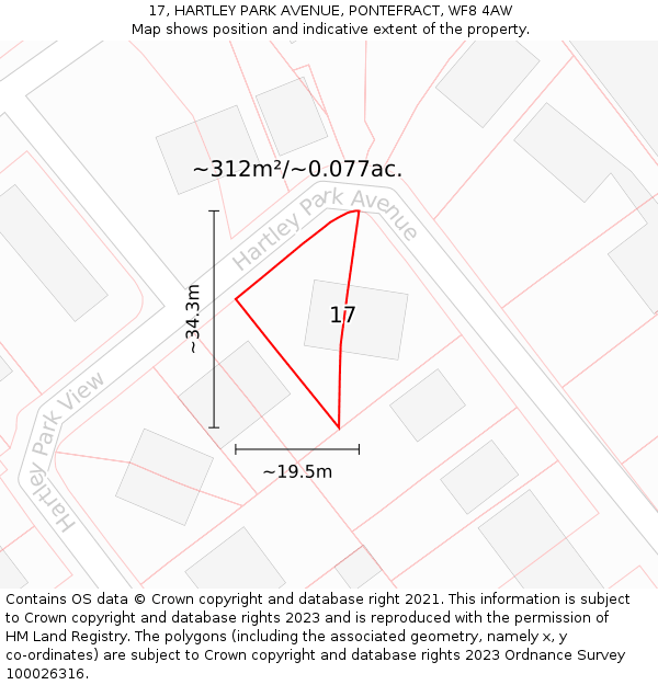 17, HARTLEY PARK AVENUE, PONTEFRACT, WF8 4AW: Plot and title map