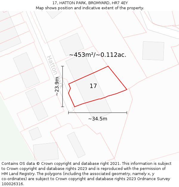 17, HATTON PARK, BROMYARD, HR7 4EY: Plot and title map