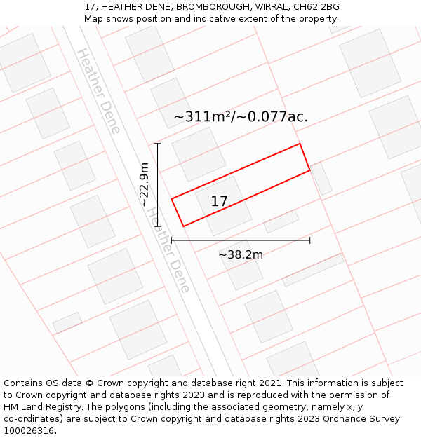 17, HEATHER DENE, BROMBOROUGH, WIRRAL, CH62 2BG: Plot and title map