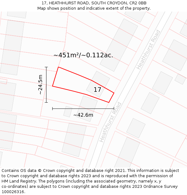 17, HEATHHURST ROAD, SOUTH CROYDON, CR2 0BB: Plot and title map
