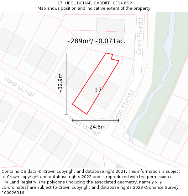 17, HEOL UCHAF, CARDIFF, CF14 6SP: Plot and title map