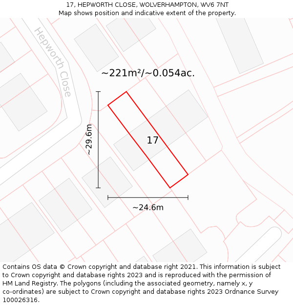 17, HEPWORTH CLOSE, WOLVERHAMPTON, WV6 7NT: Plot and title map