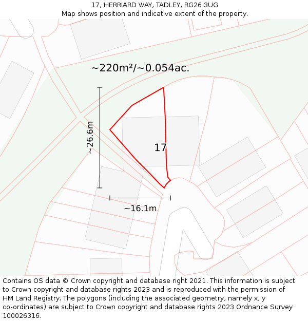 17, HERRIARD WAY, TADLEY, RG26 3UG: Plot and title map