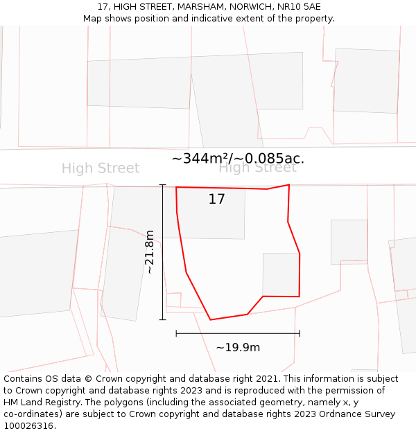 17, HIGH STREET, MARSHAM, NORWICH, NR10 5AE: Plot and title map