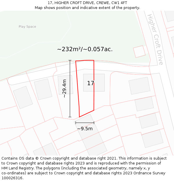 17, HIGHER CROFT DRIVE, CREWE, CW1 4FT: Plot and title map