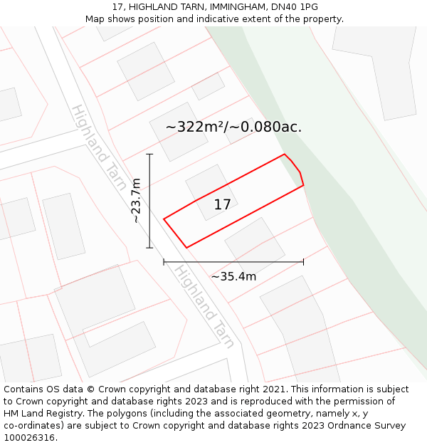 17, HIGHLAND TARN, IMMINGHAM, DN40 1PG: Plot and title map