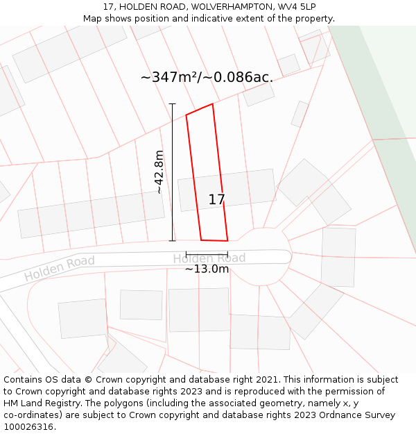17, HOLDEN ROAD, WOLVERHAMPTON, WV4 5LP: Plot and title map