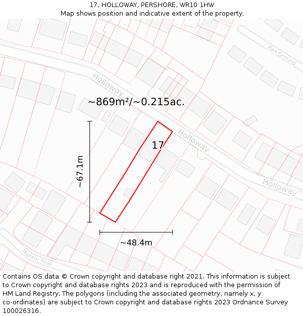 17, HOLLOWAY, PERSHORE, WR10 1HW: Plot and title map