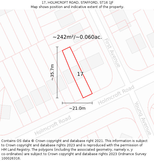 17, HOLMCROFT ROAD, STAFFORD, ST16 1JF: Plot and title map