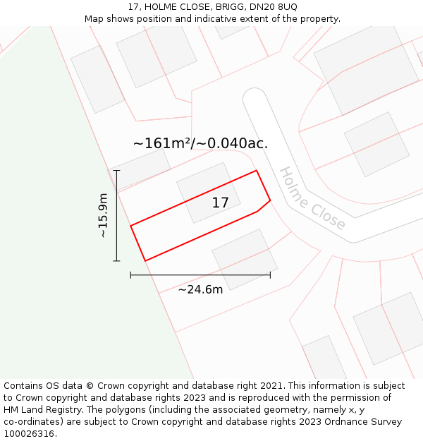 17, HOLME CLOSE, BRIGG, DN20 8UQ: Plot and title map