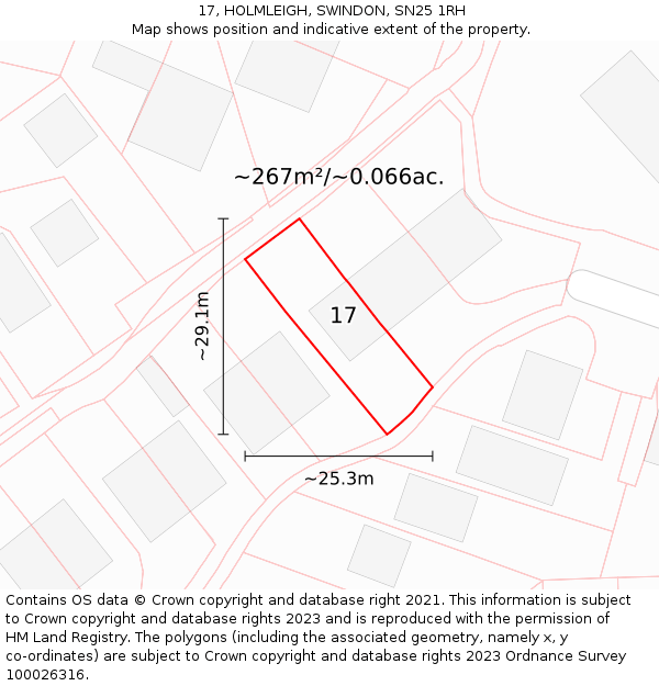 17, HOLMLEIGH, SWINDON, SN25 1RH: Plot and title map