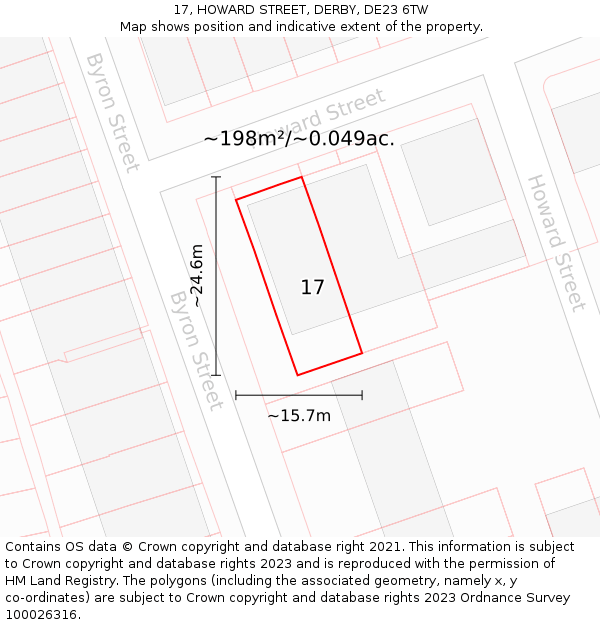 17, HOWARD STREET, DERBY, DE23 6TW: Plot and title map