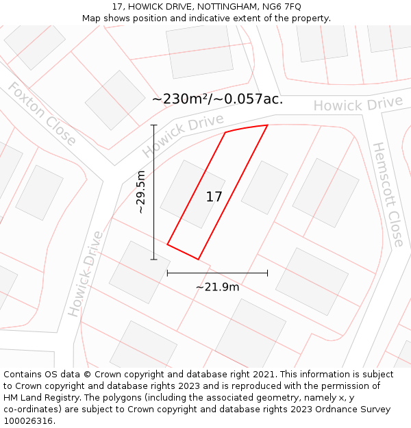 17, HOWICK DRIVE, NOTTINGHAM, NG6 7FQ: Plot and title map