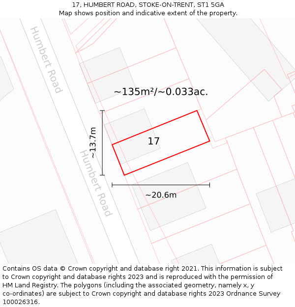 17, HUMBERT ROAD, STOKE-ON-TRENT, ST1 5GA: Plot and title map